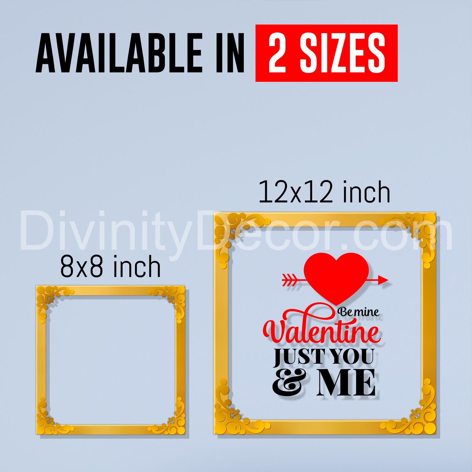 Valentine just you and me Golden Plaque for Gifting, Wall Décor Clear UV print with Golden Border-301