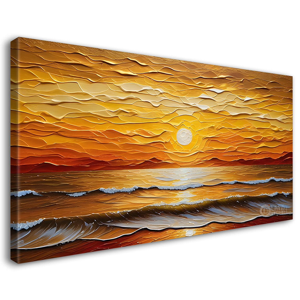 Sunset view in textured painting Canvas Painting - Nature Art -301