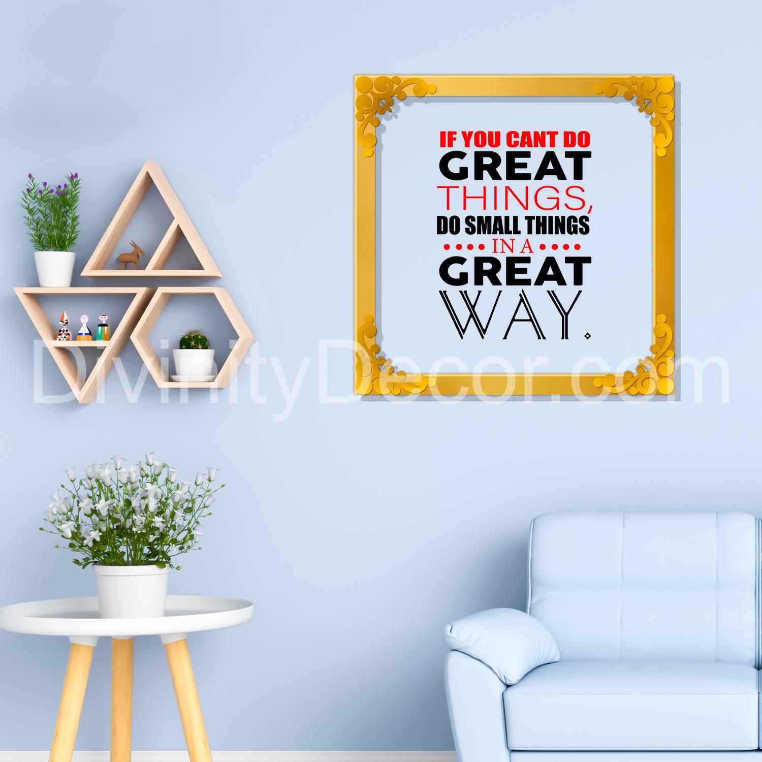 Motivational quote Golden Plaque for Gifting, Wall Décor Clear UV print with Golden Border-302