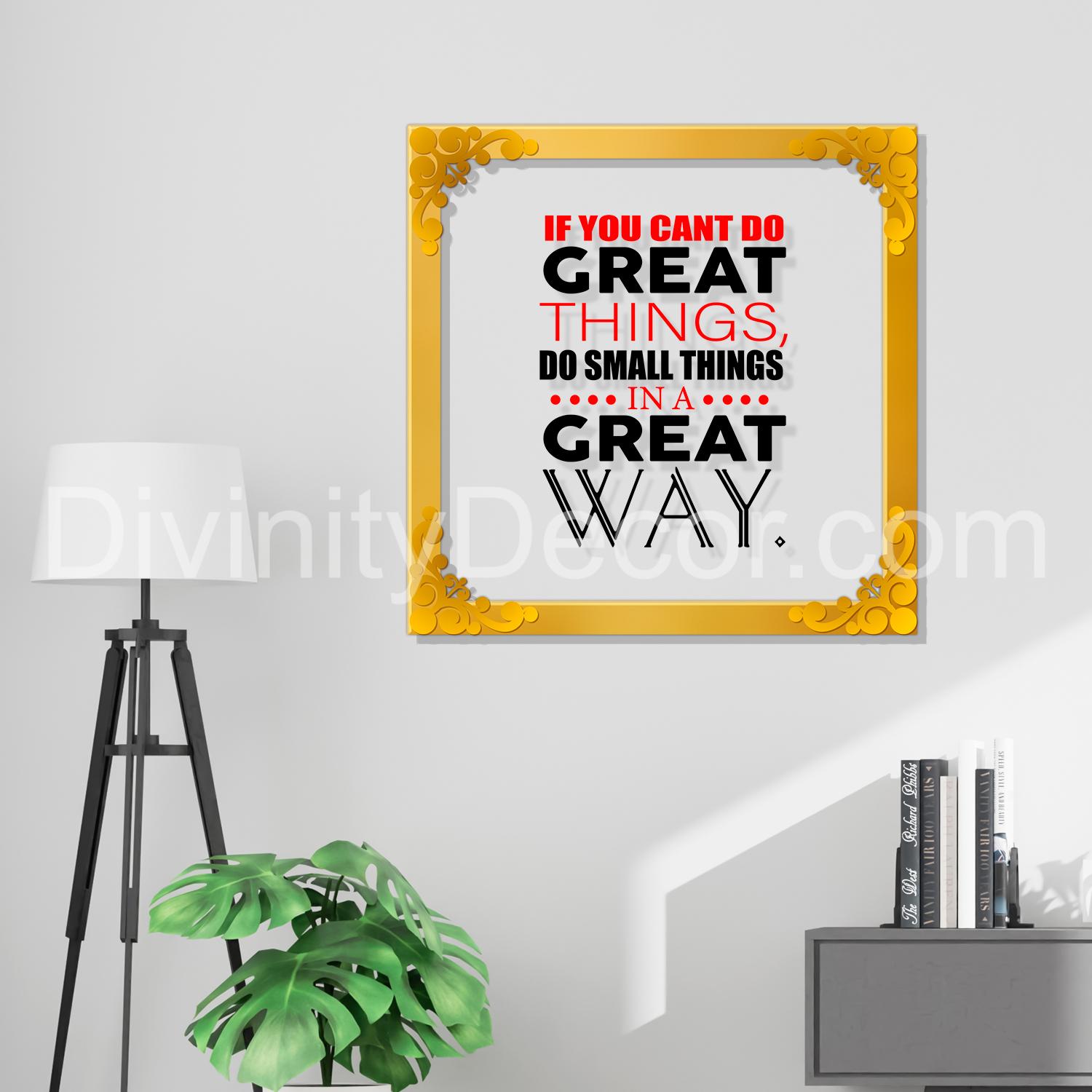 Motivational quote Golden Plaque for Gifting, Wall Décor Clear UV print with Golden Border-302