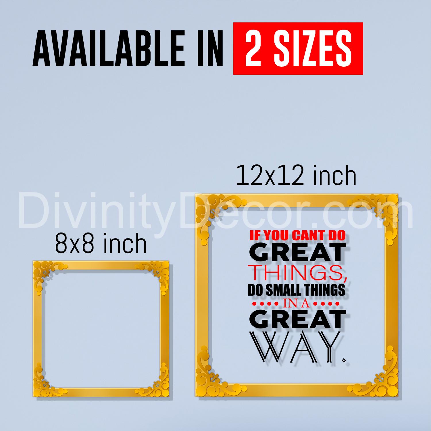 Motivational quote Golden Plaque for Gifting, Wall Décor Clear UV print with Golden Border-302