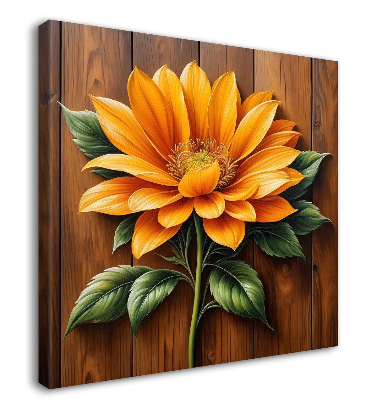 Yellow flower in brown background painting   - Flower-S-302
