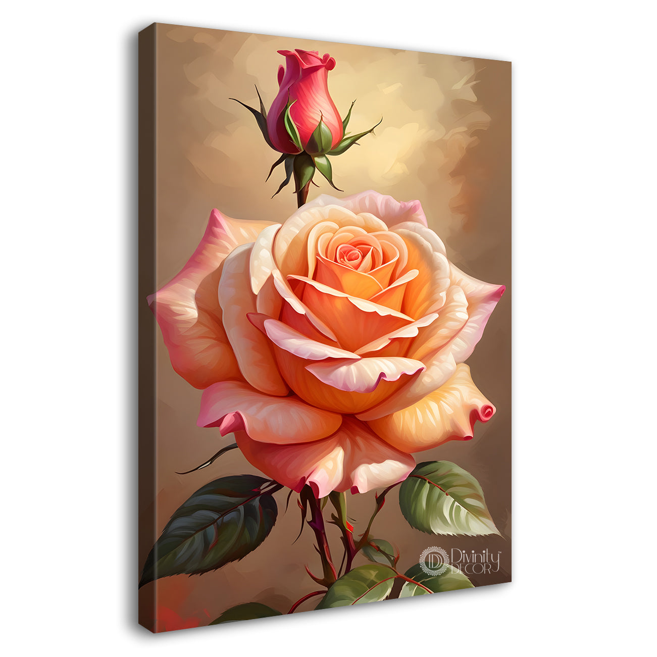 Pink flowers in light textured painting- Flower-V-303