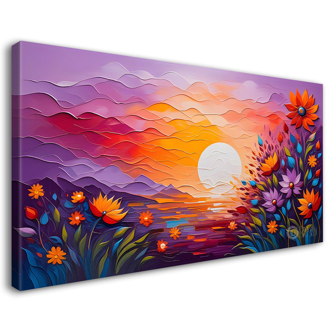 Sun and flowers painting Canvas Painting - Nature Art -304