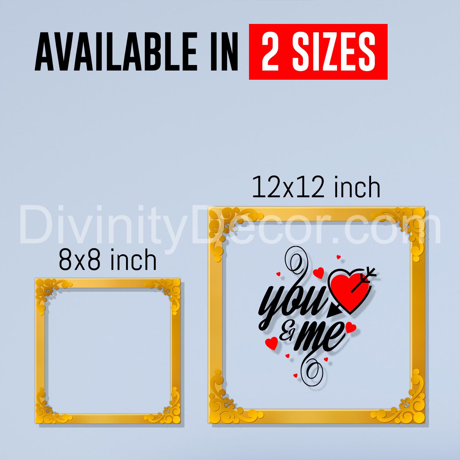 You and me Golden Plaque for Gifting, Wall Décor Clear UV print with Golden Border-305