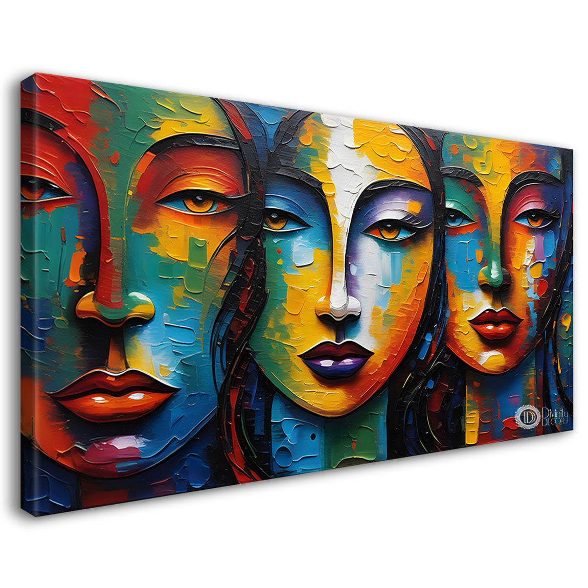 Multiple faces in textured modern art Canvas Painting - Design - Modern-L-305