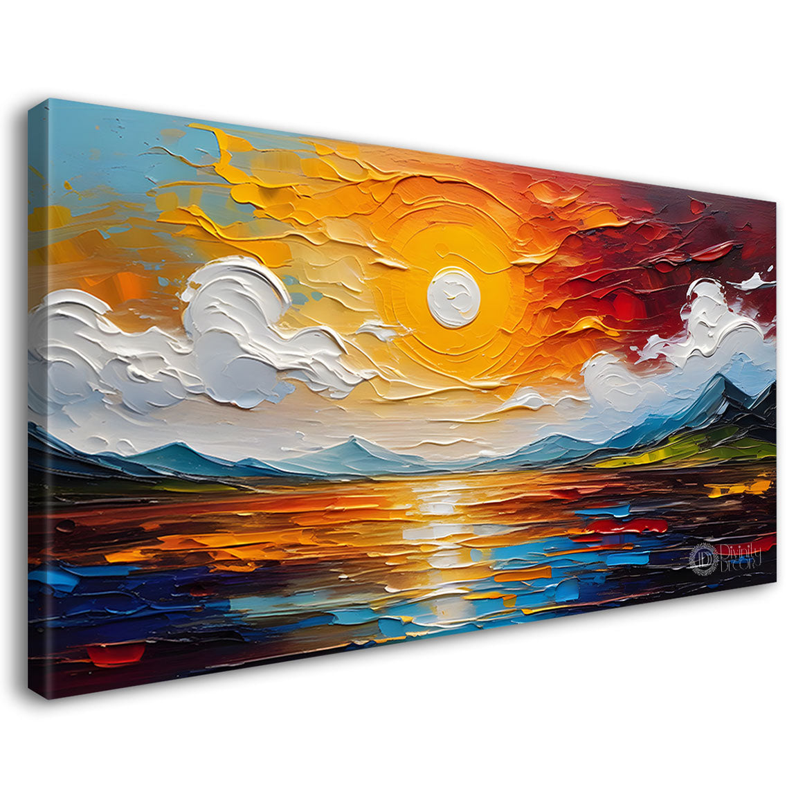 River and sunset painting Canvas Painting - Nature Art -309