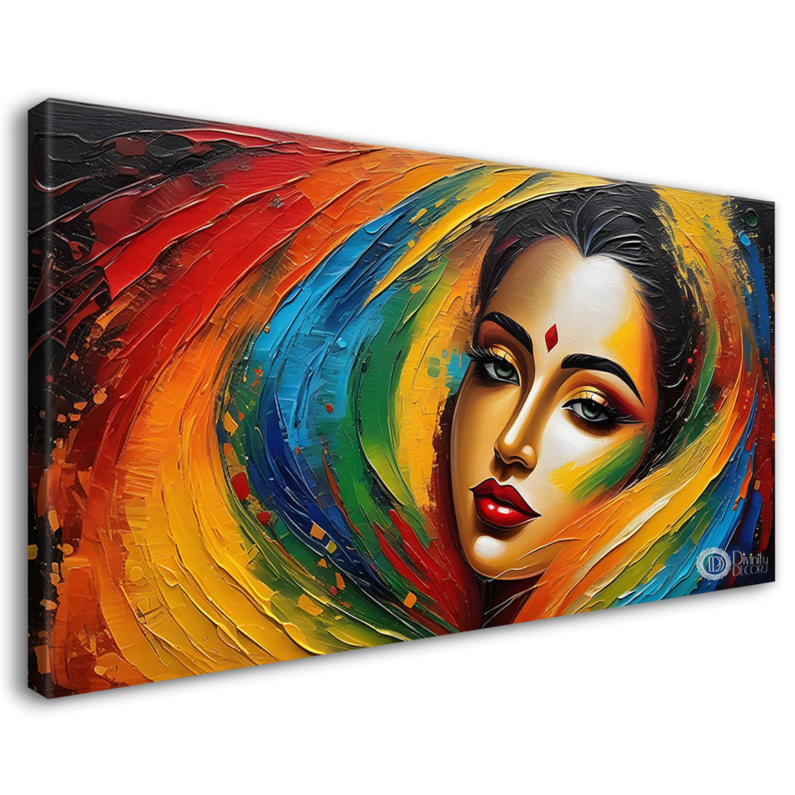 Lady face texture with oil painting art Canvas Painting - Design - Modern-L-30