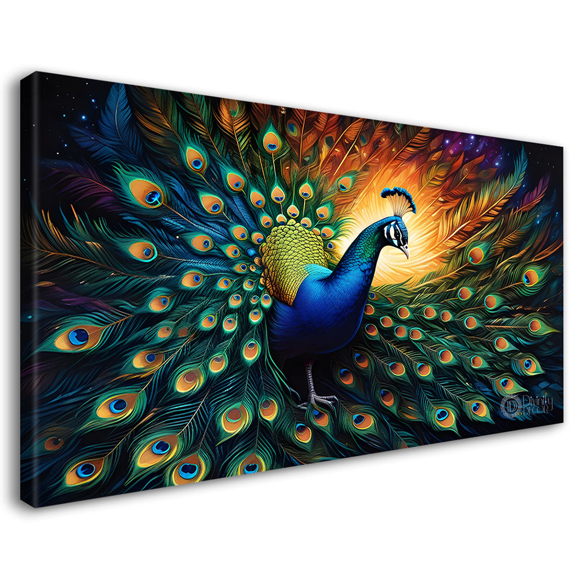 Peacock in bright colors oil painting Canvas Painting - Design - Peacock-31