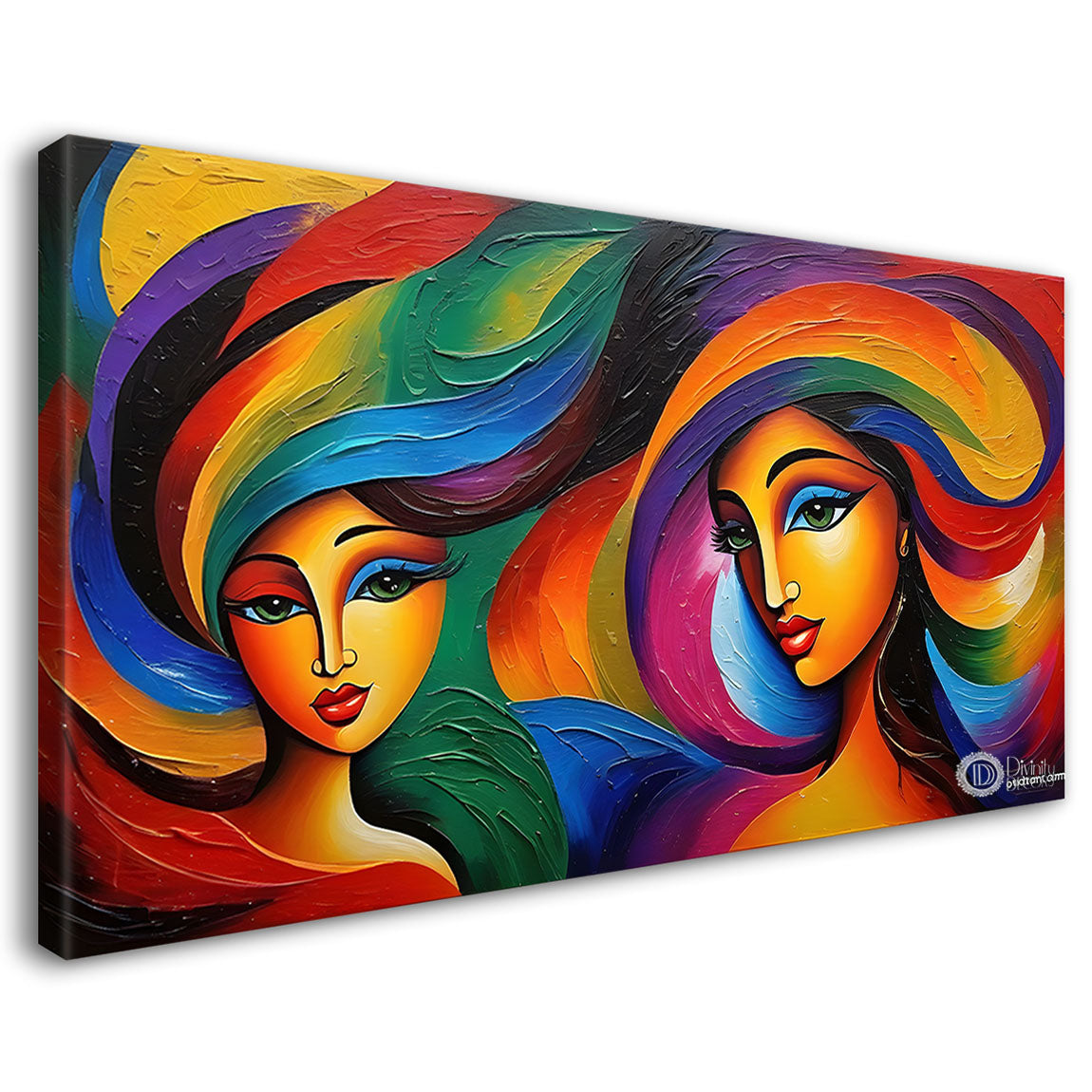 Beautiful women with colorful background modern art Canvas Painting - Design - Modern-L-310