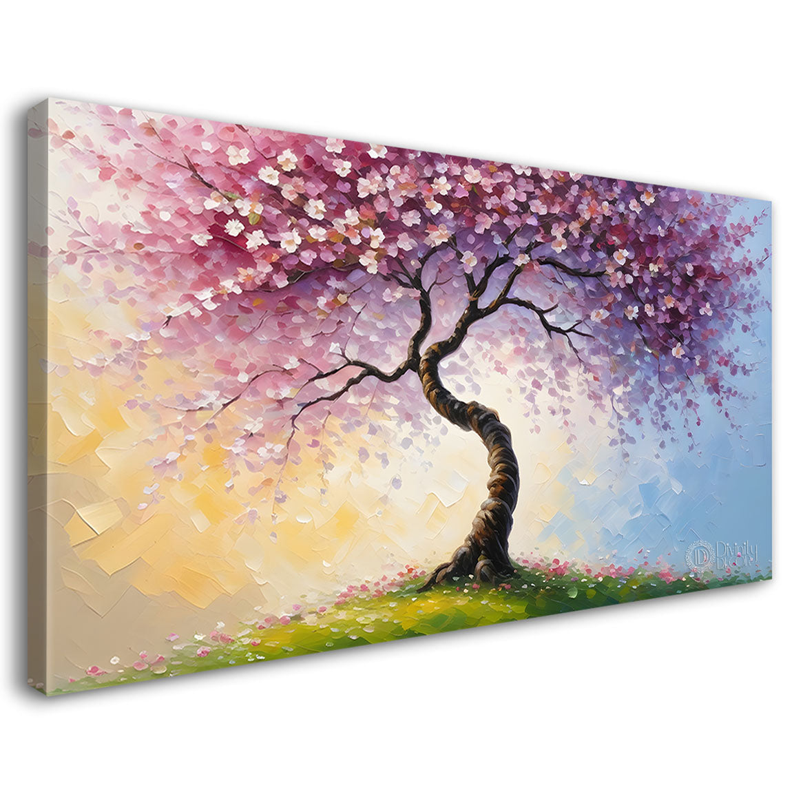 Spring tree in textured modern art- Design - Tree-311