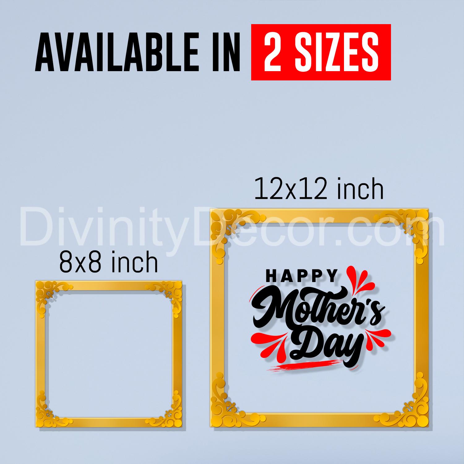Happy mother's day Golden Plaque for Gifting, Wall Décor Clear UV print with Golden Border-310