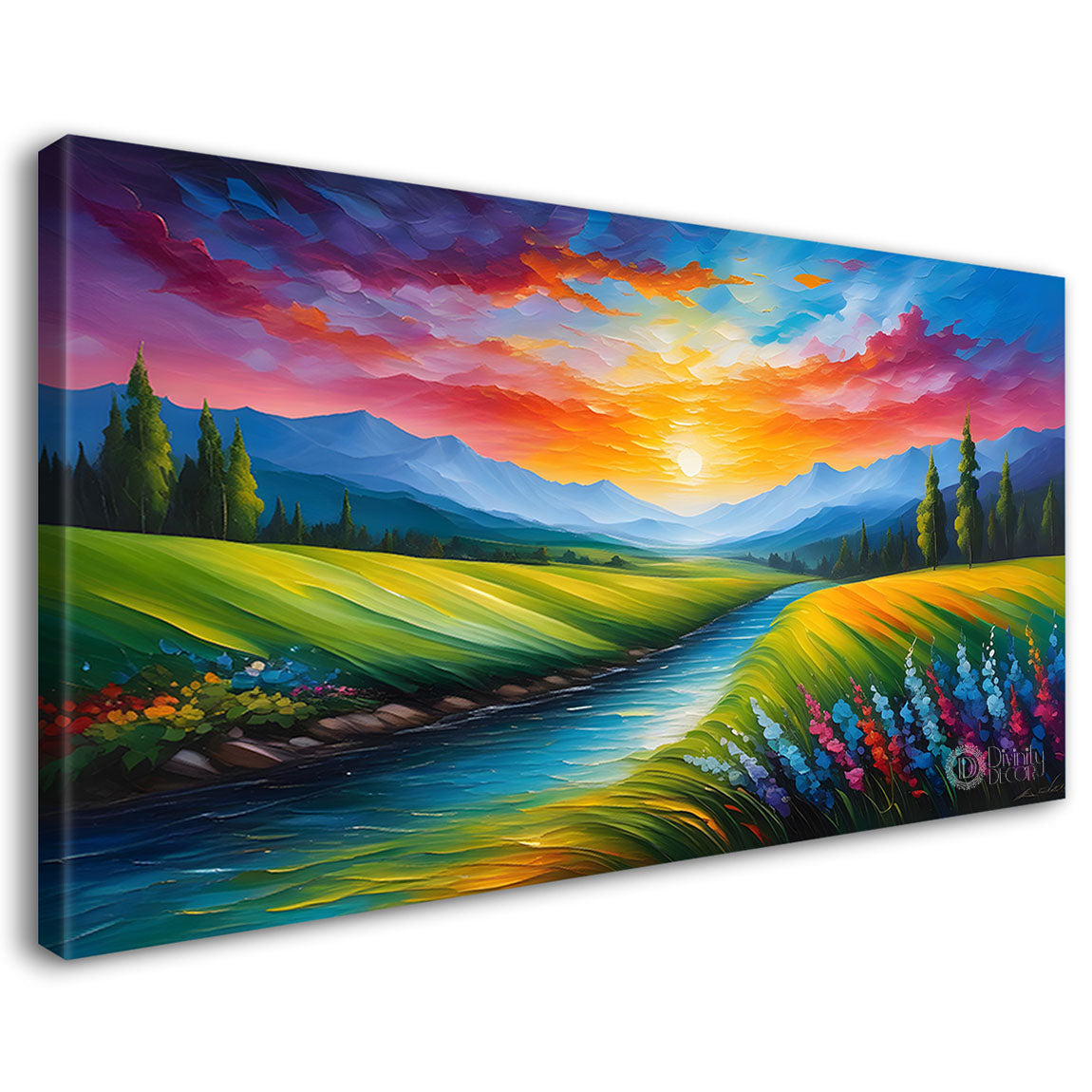 Mountains and river painting Canvas Painting - Nature Art -312