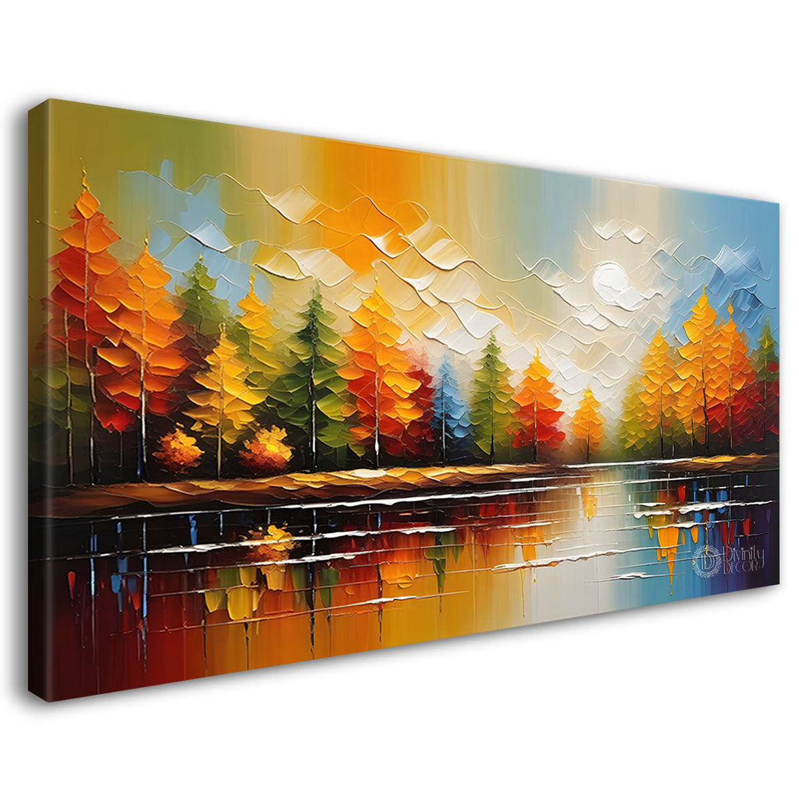 Trees with river painting Canvas Painting - Nature Art -313