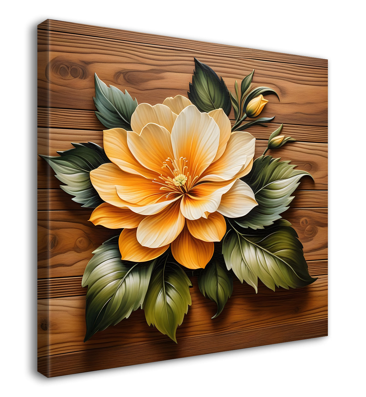 Yellow flower in brown background painting   - Flower-S-315