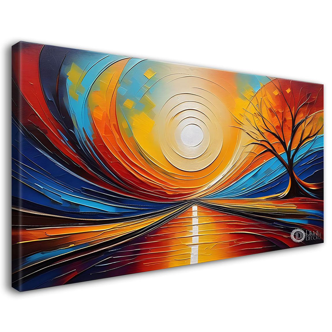Sun with colorful background textured modern art Canvas Painting - Design - Modern-L-316