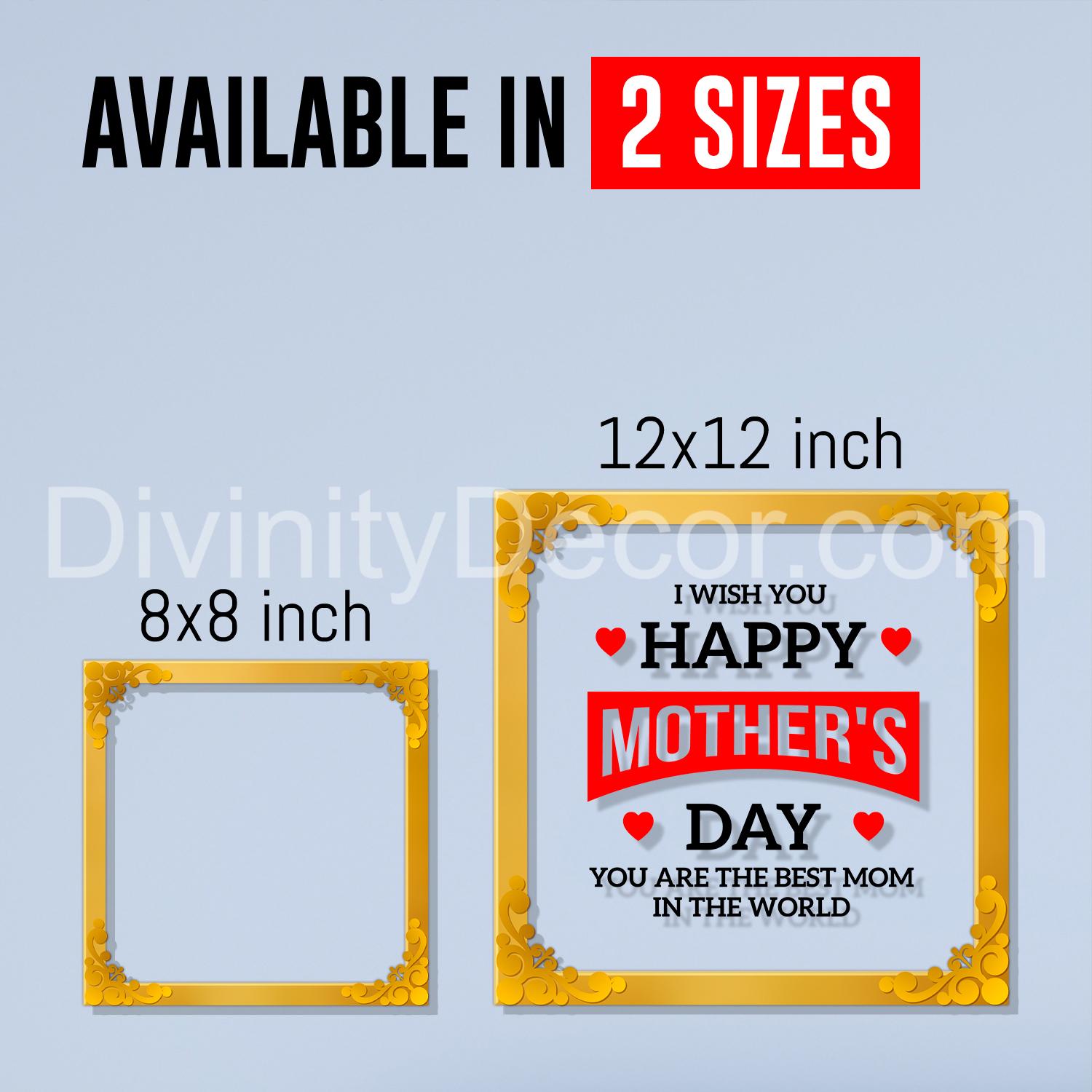 Happy mother's day Golden Plaque for Gifting, Wall Décor Clear UV print with Golden Border-317
