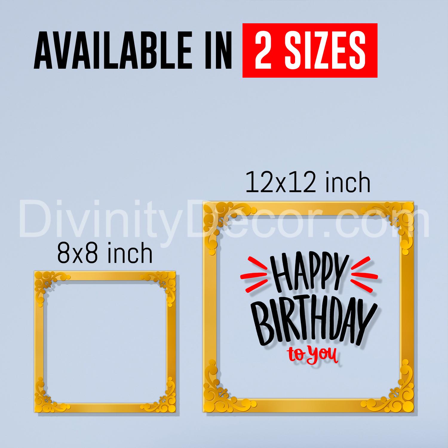 Happy birthday Golden Plaque for Gifting, Wall Décor Clear UV print with Golden Border-319