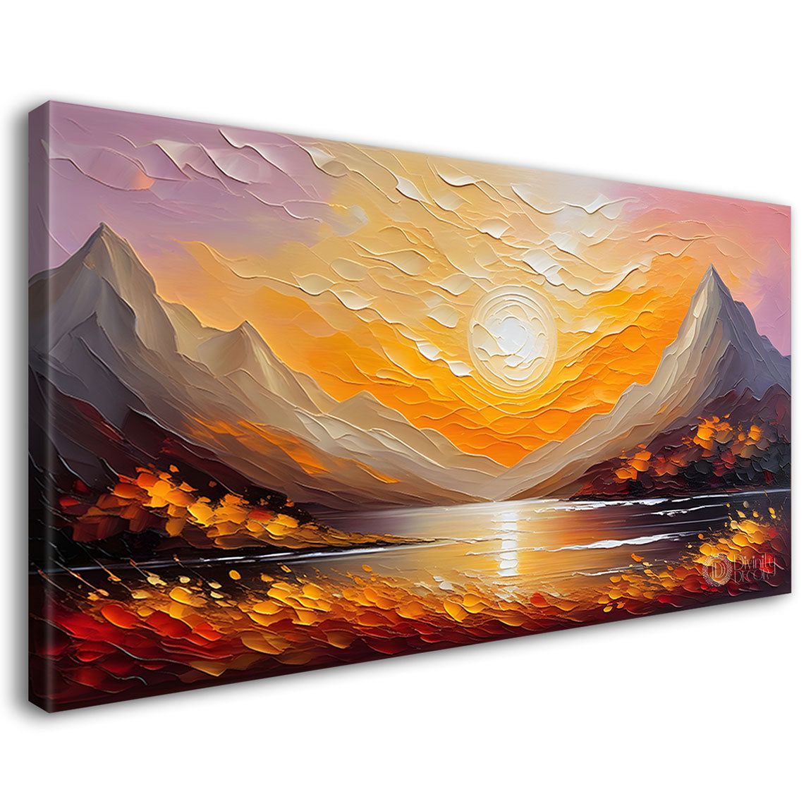 Mountains with sunset painting Canvas Painting - Nature Art -319