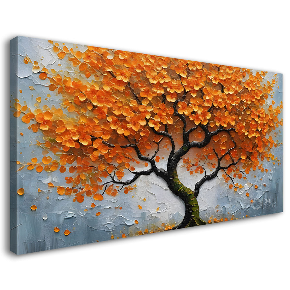 Orange tree in textured modern art Canvas Painting - Design - Tree-31