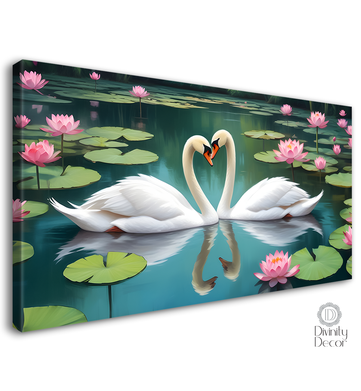 Two Swans floating with lotus textured art. - Design - Animal -31