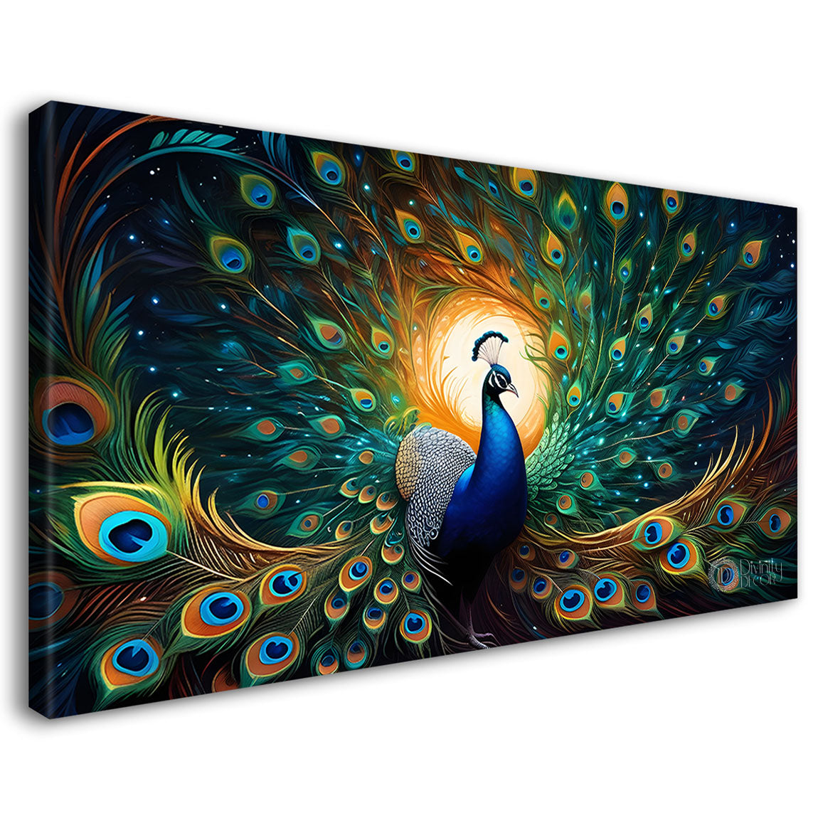 Peacock in bright colors oil painting Canvas Painting - Design - Peacock-32