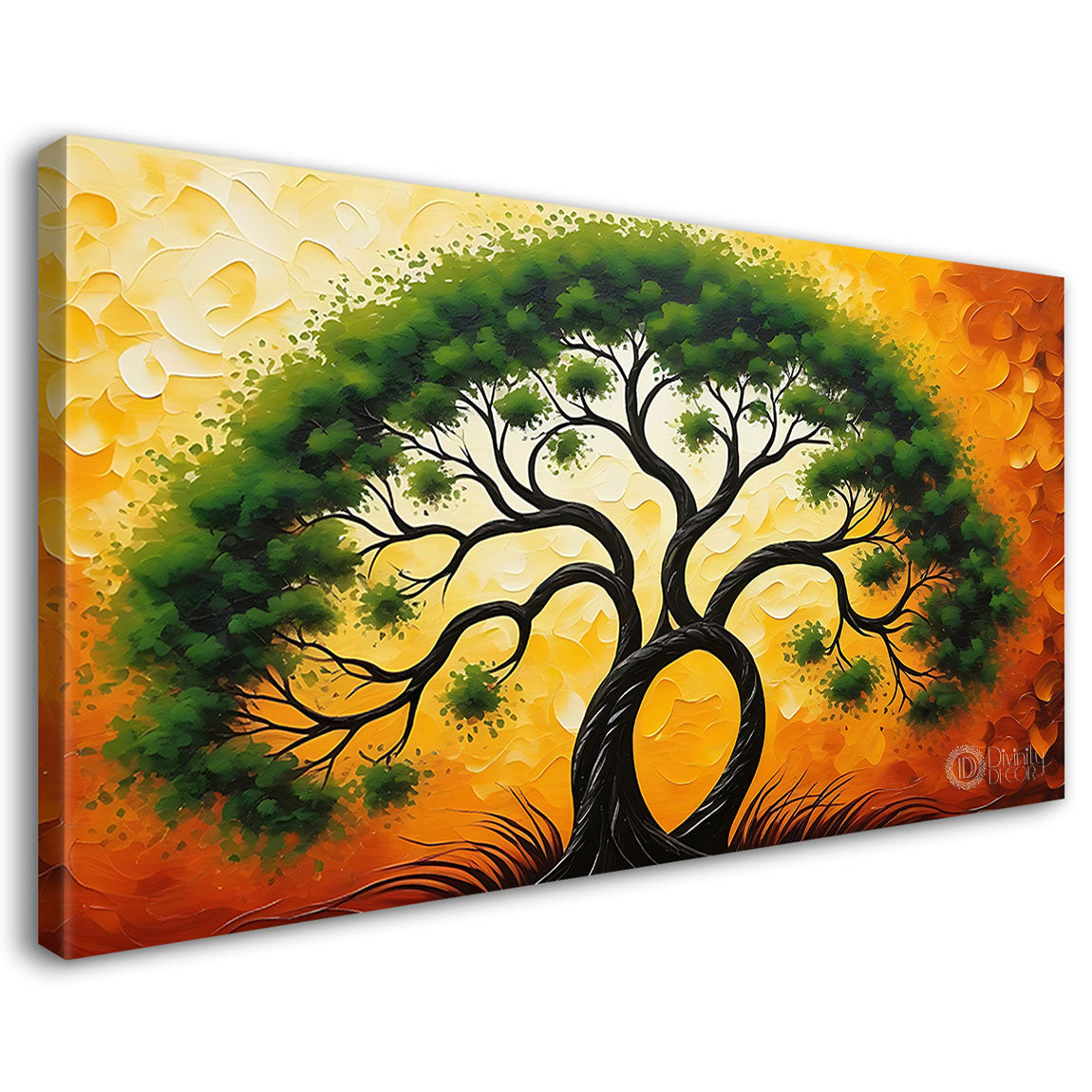 Green tree in bright textured modern art- Design - Tree-320
