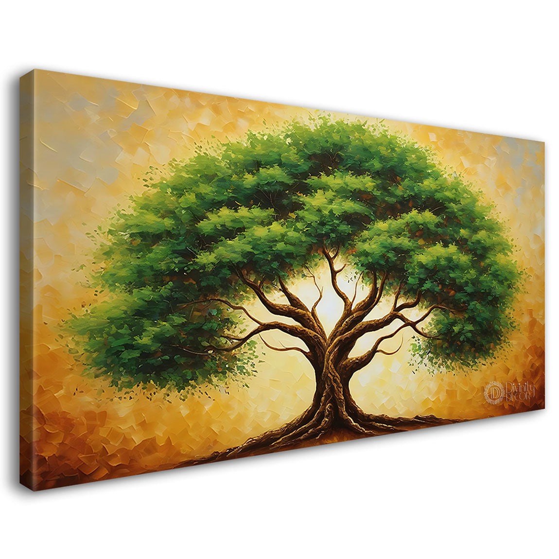 Green tree in bright textured modern art- Design - Tree-321