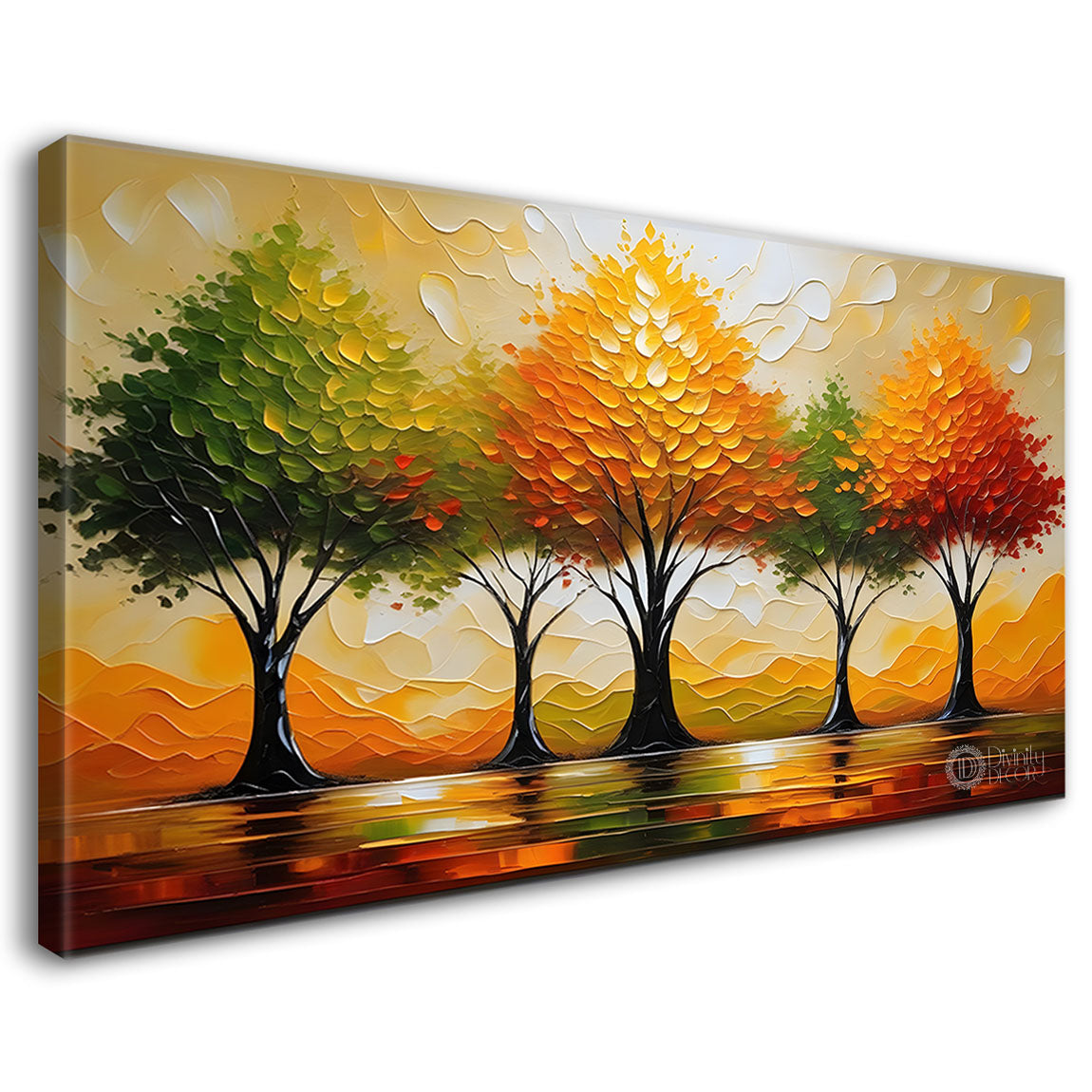 Colorful trees textured painting Canvas Painting - Nature Art -322