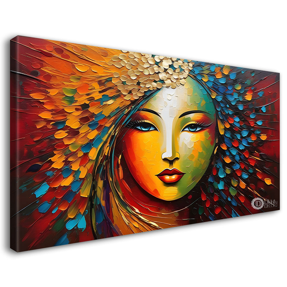 Beautiful woman with colorful background modern art Canvas Painting - Design - Modern-L-323