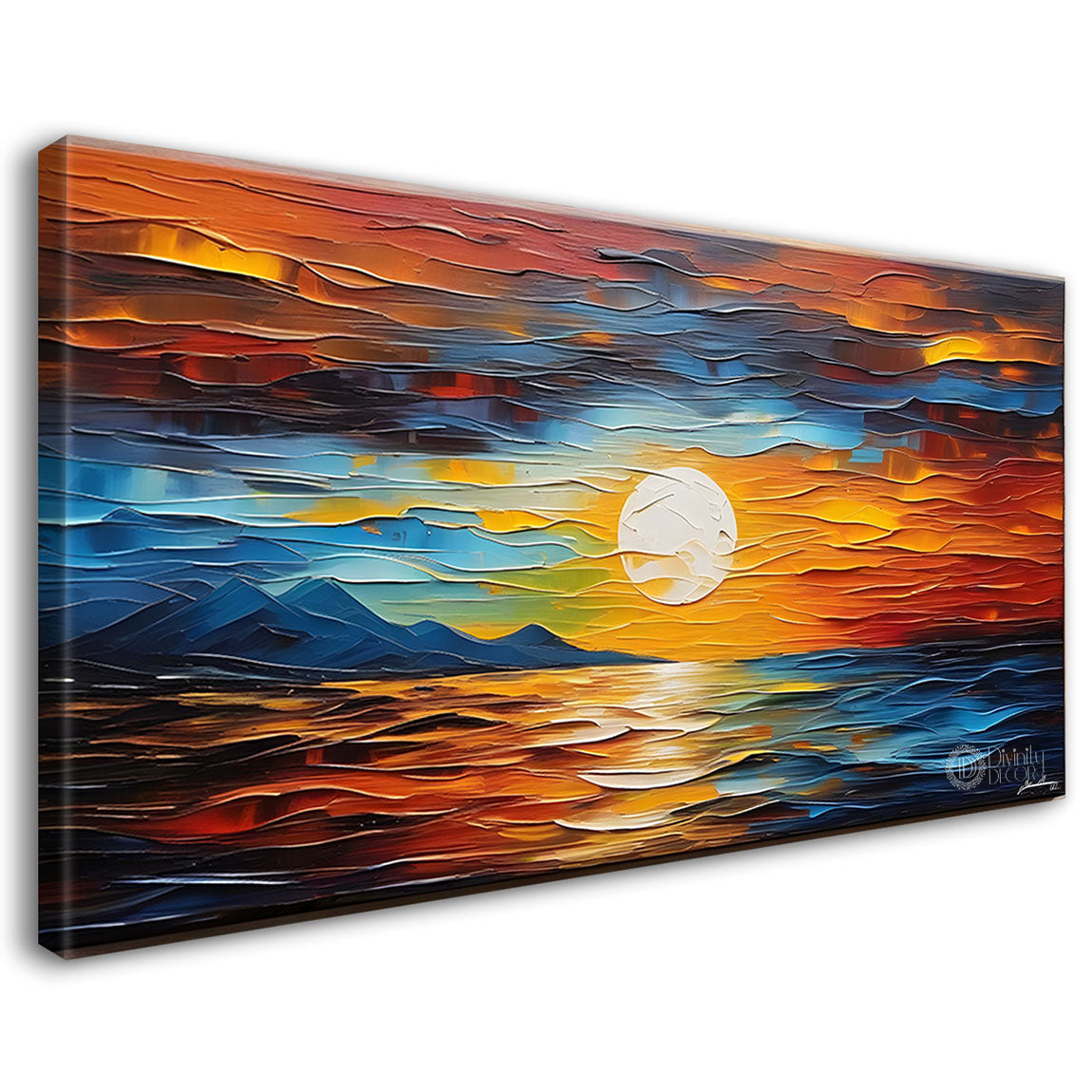 Sunset view in textured painting Canvas Painting - Nature Art -323