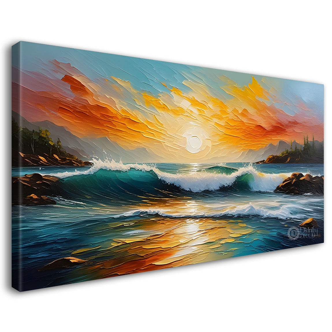 Mountains with sunset painting Canvas Painting - Nature Art -324