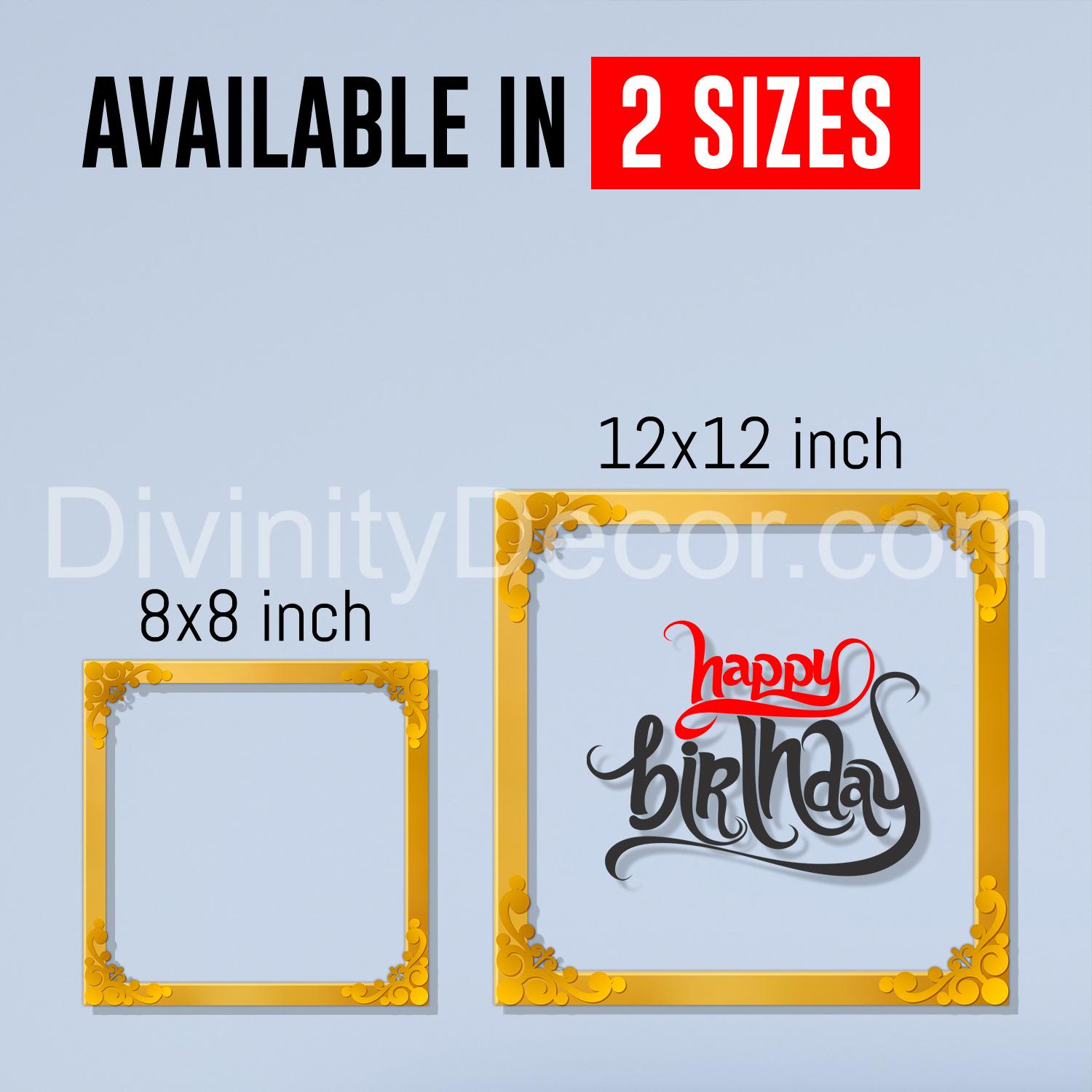 Happy birthday Golden Plaque for Gifting, Wall Décor Clear UV print with Golden Border-325