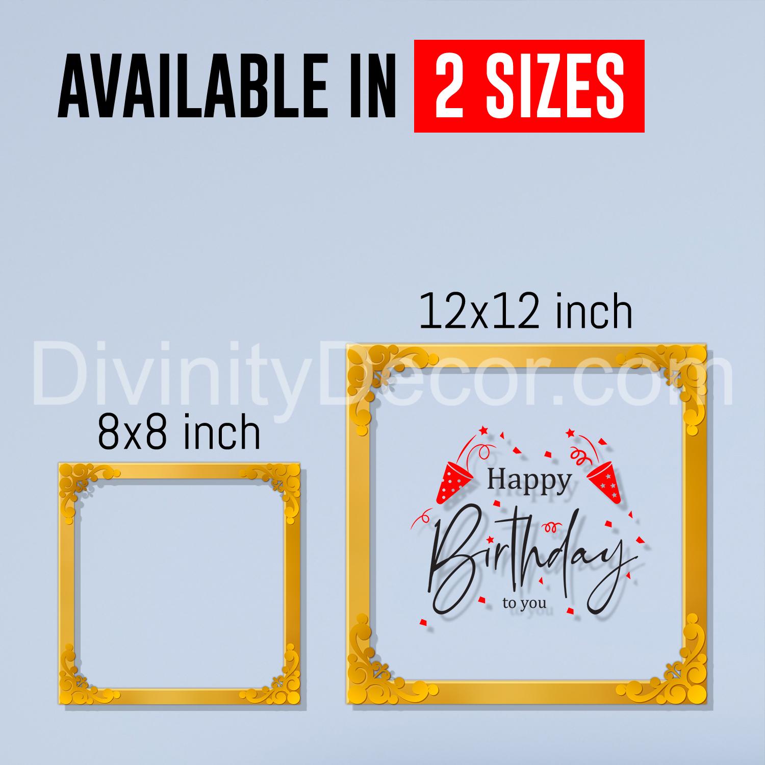 Happy birthday Golden Plaque for Gifting, Wall Décor Clear UV print with Golden Border-326