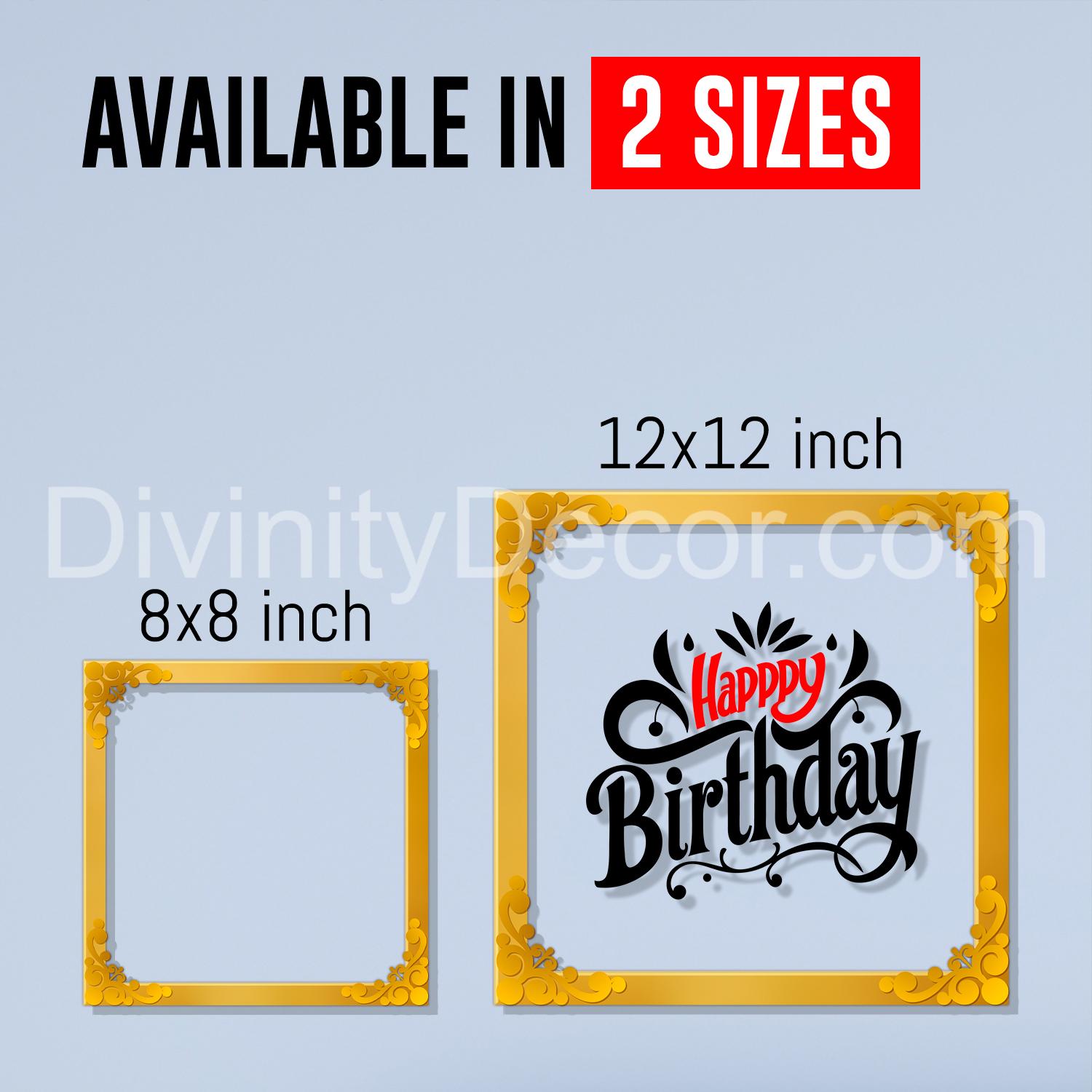 Happy birthday Golden Plaque for Gifting, Wall Décor Clear UV print with Golden Border-328