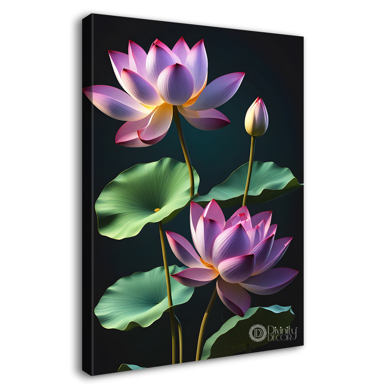 Purple flowers in dark textured background painting- Flower-V-329