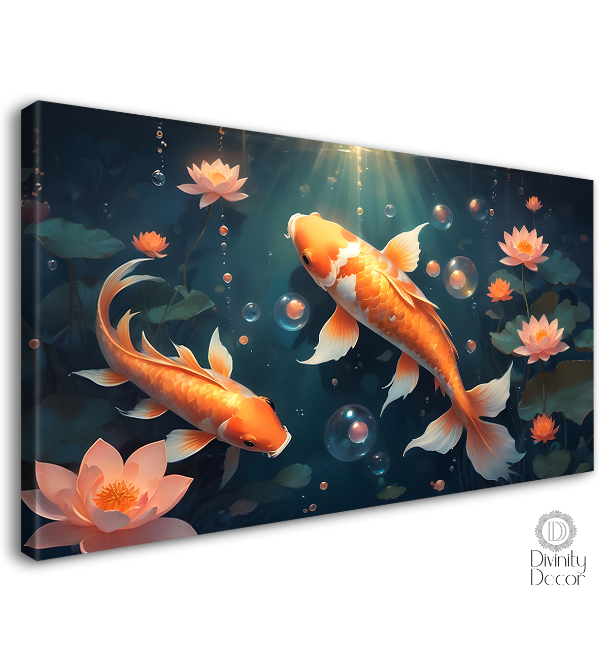Two gold fish in the water textured art  - Design - Animal - 32