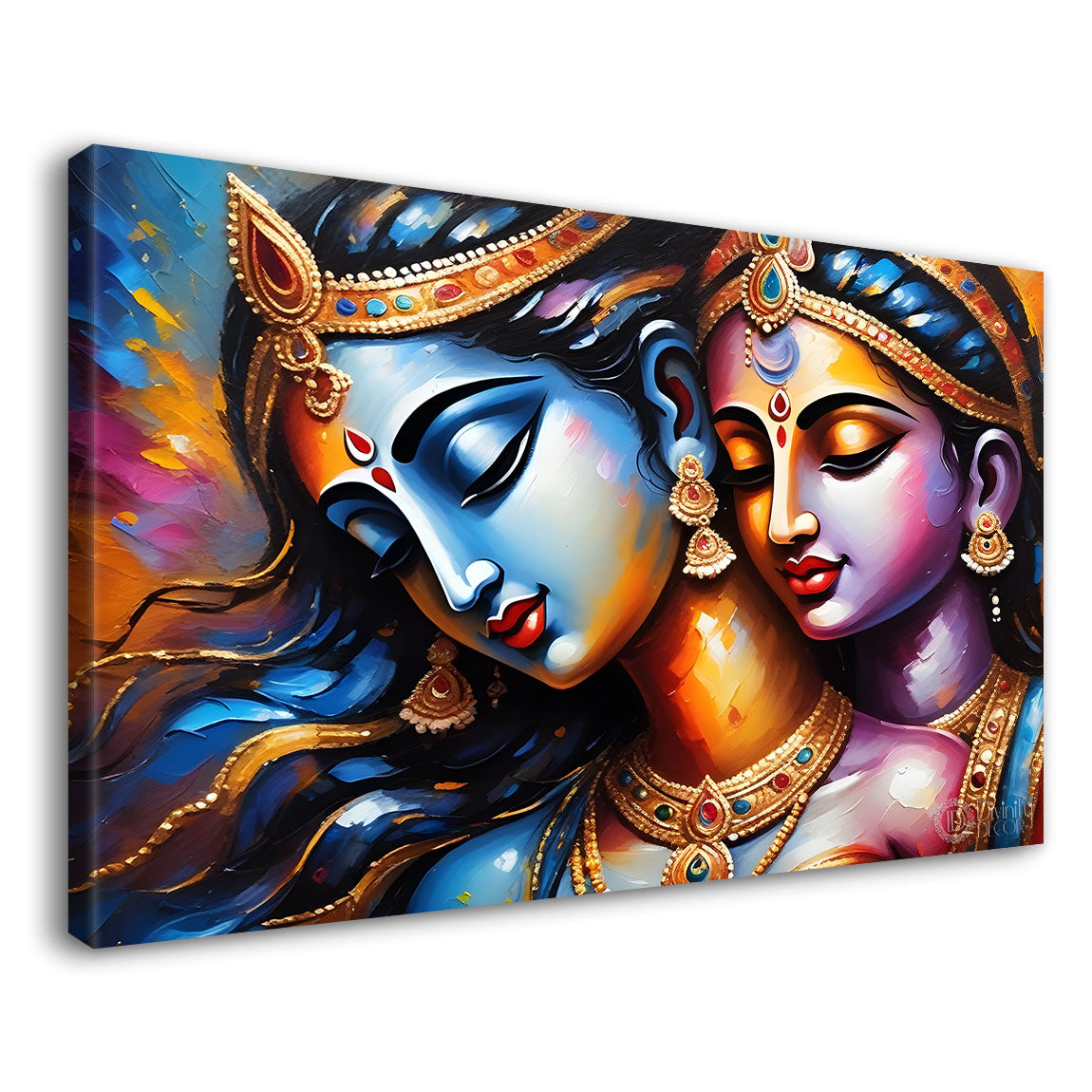 Radha and Krishna face in colors textured painting Canvas Painting - Design - Krishna-32