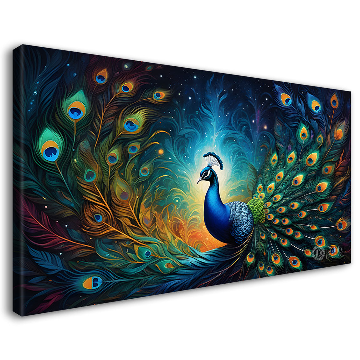 Peacock in bright colors oil painting Canvas Painting - Design - Peacock-33