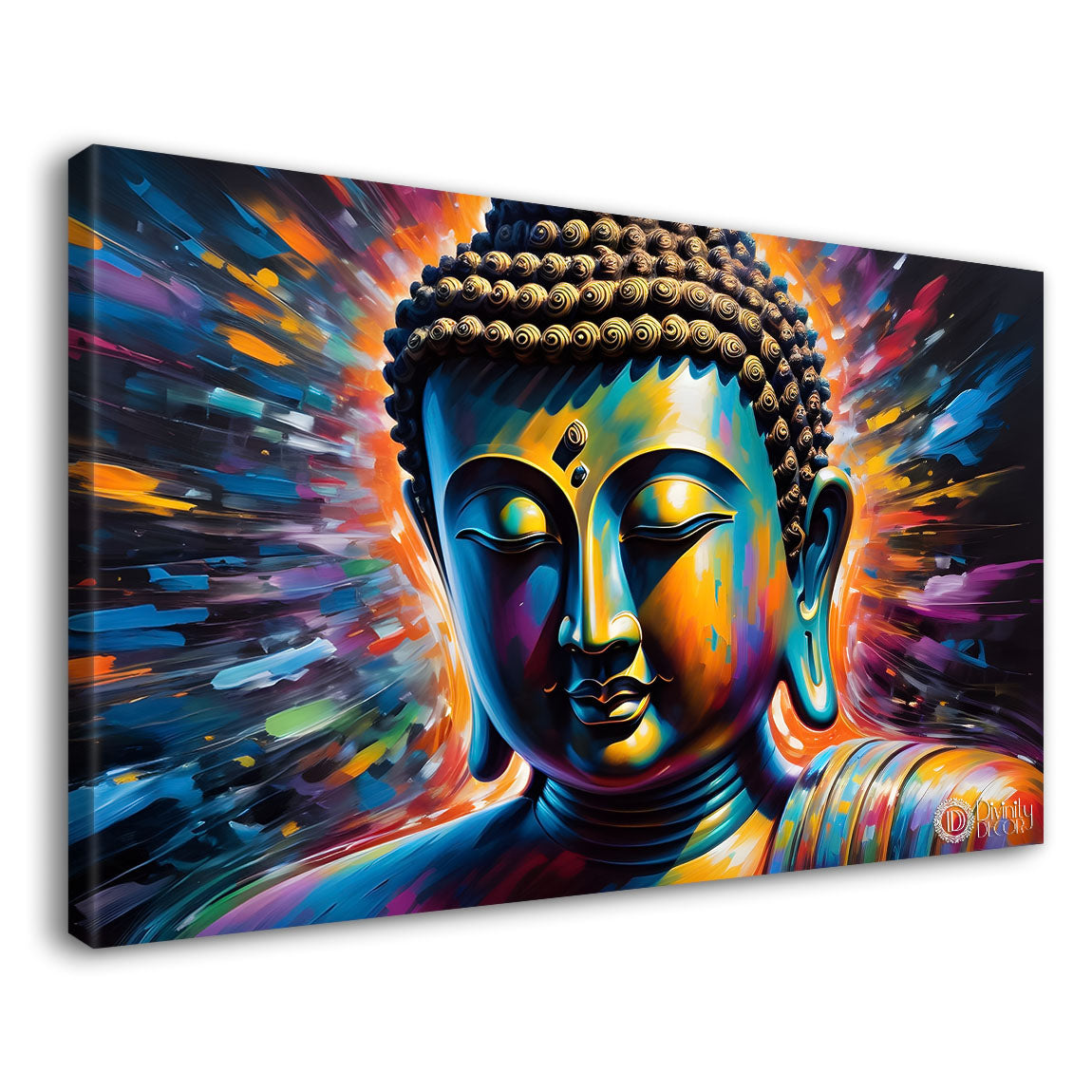 Buddha with colorful background textured painting Canvas Wall Painting - Buddha-330