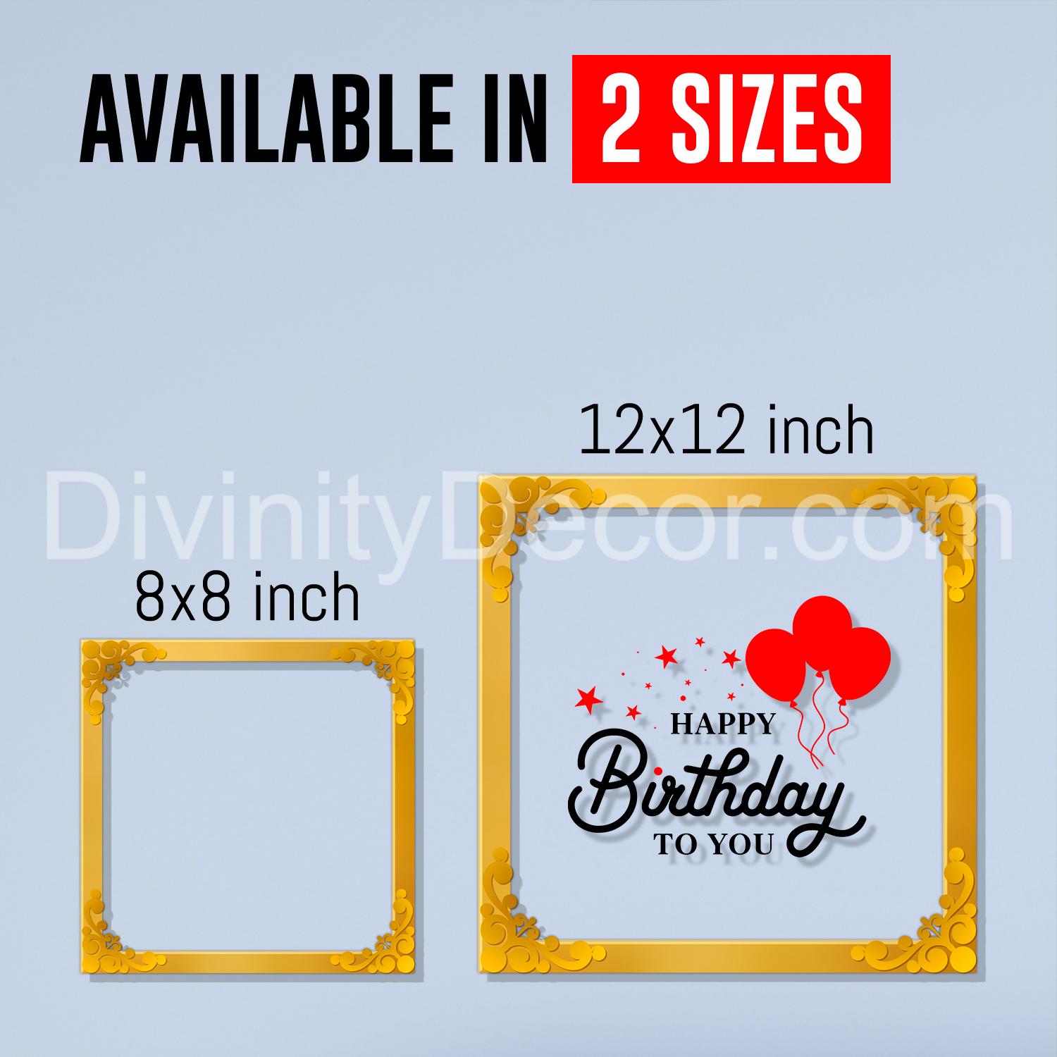 Happy birthday Golden Plaque for Gifting, Wall Décor Clear UV print with Golden Border-330