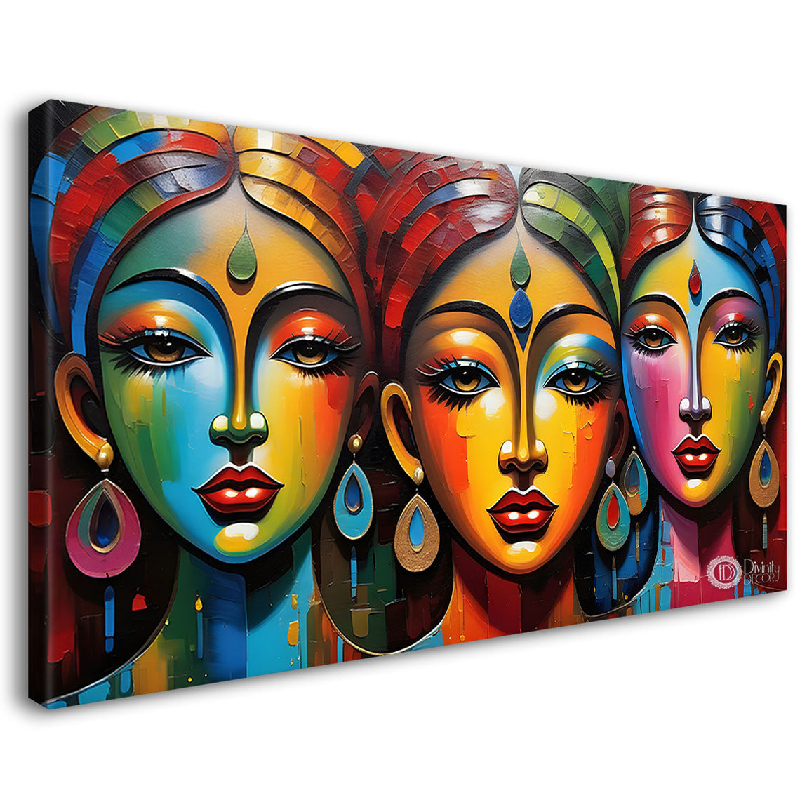 Beautiful tribal women textured modern art Canvas Painting - Design - Modern-L-330