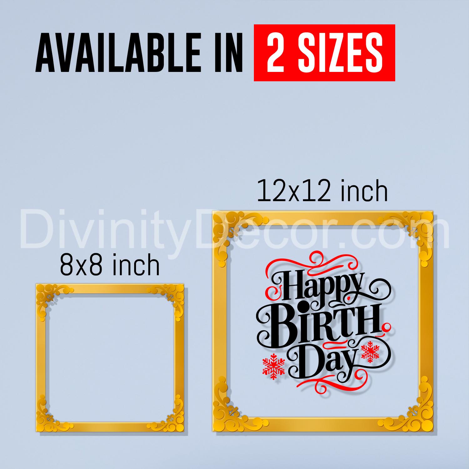 Happy birthday Golden Plaque for Gifting, Wall Décor Clear UV print with Golden Border-331