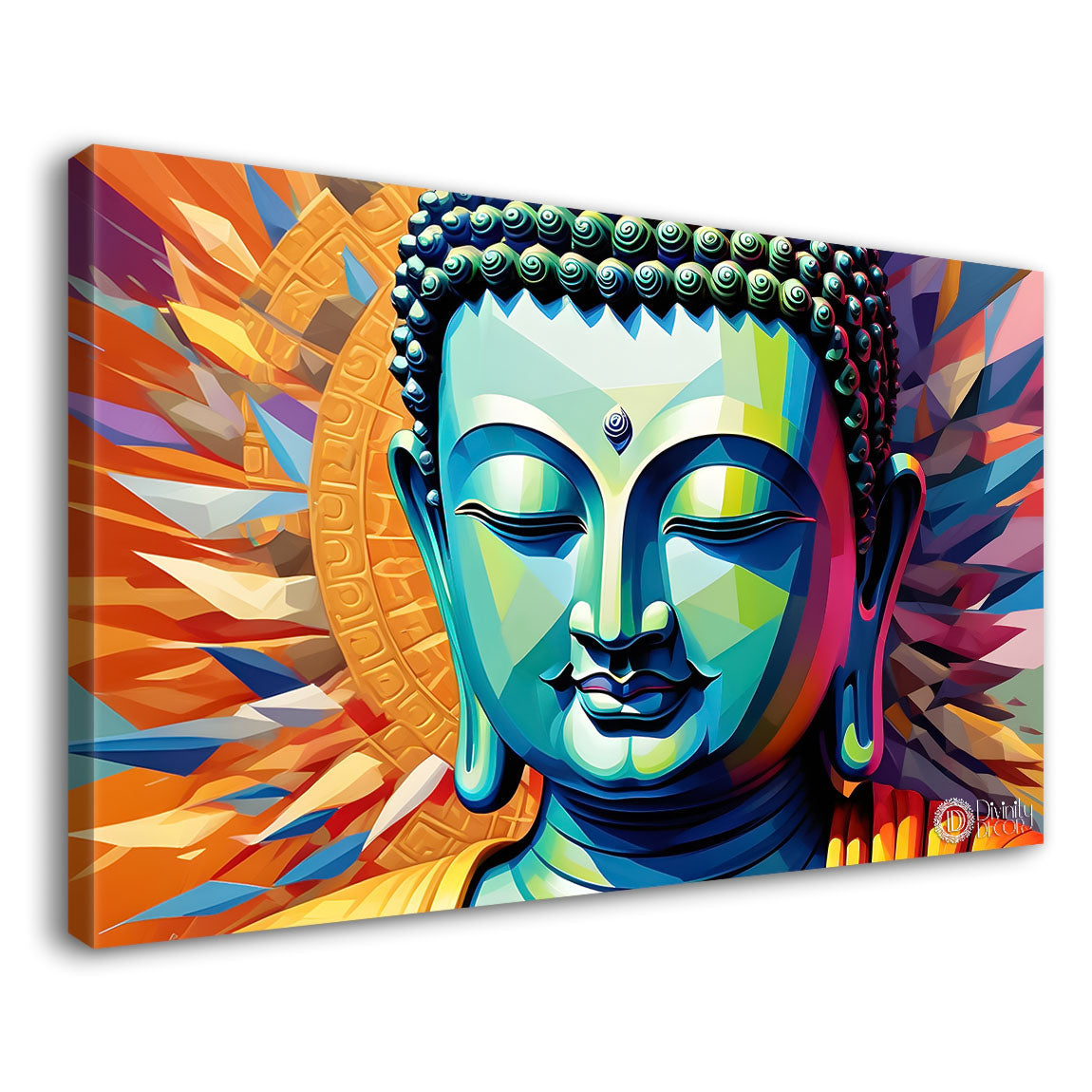 Buddha with colorful background textured painting Canvas Wall Painting - Buddha-332