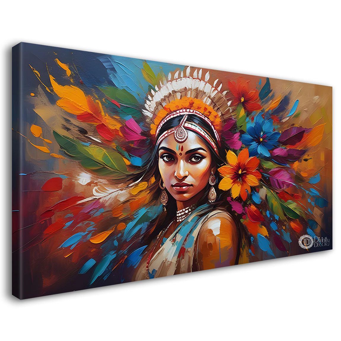 Tribal lady face modern art Canvas Painting - Design - Modern-L-332