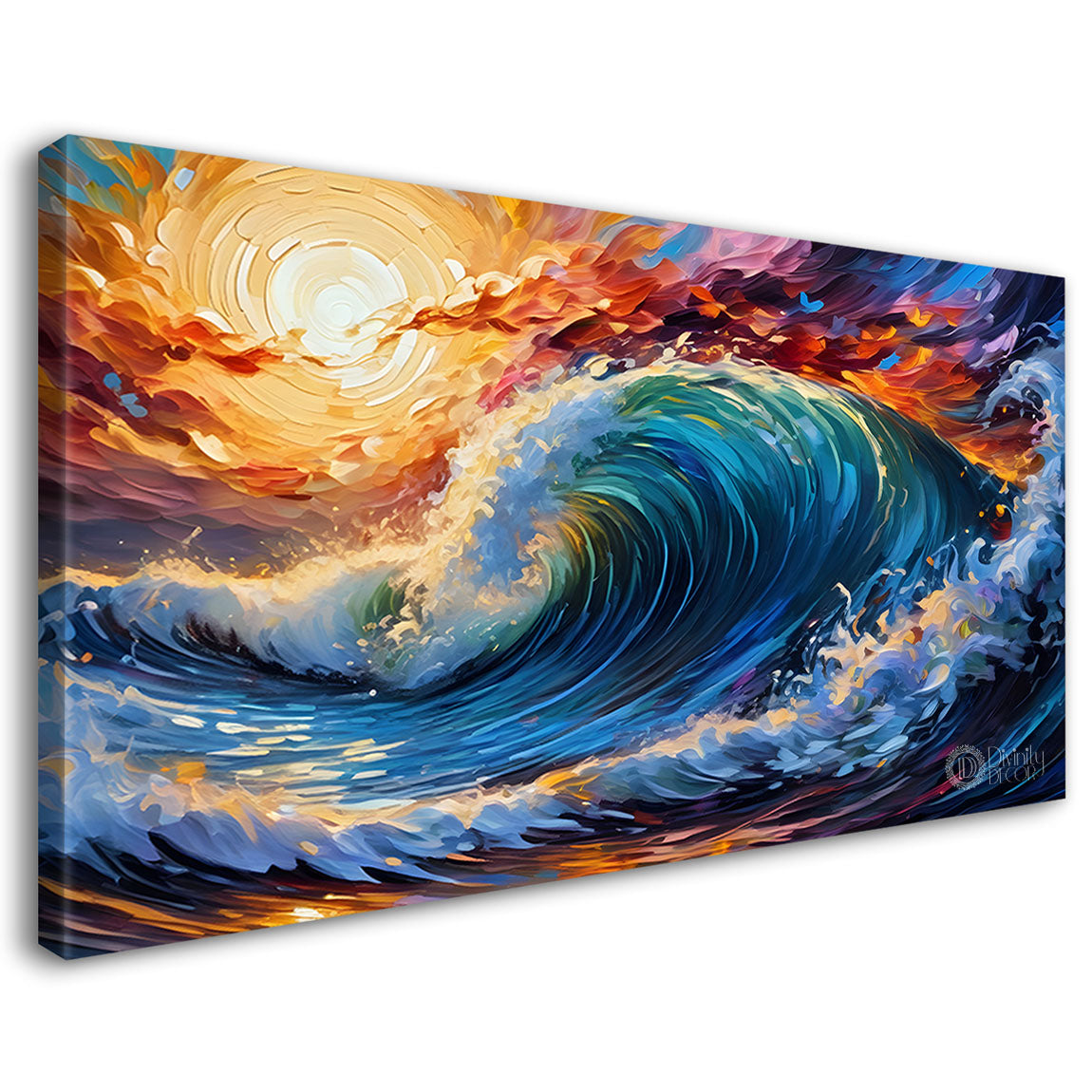 Colorful waves in textured painting Canvas Painting - Nature Art -332