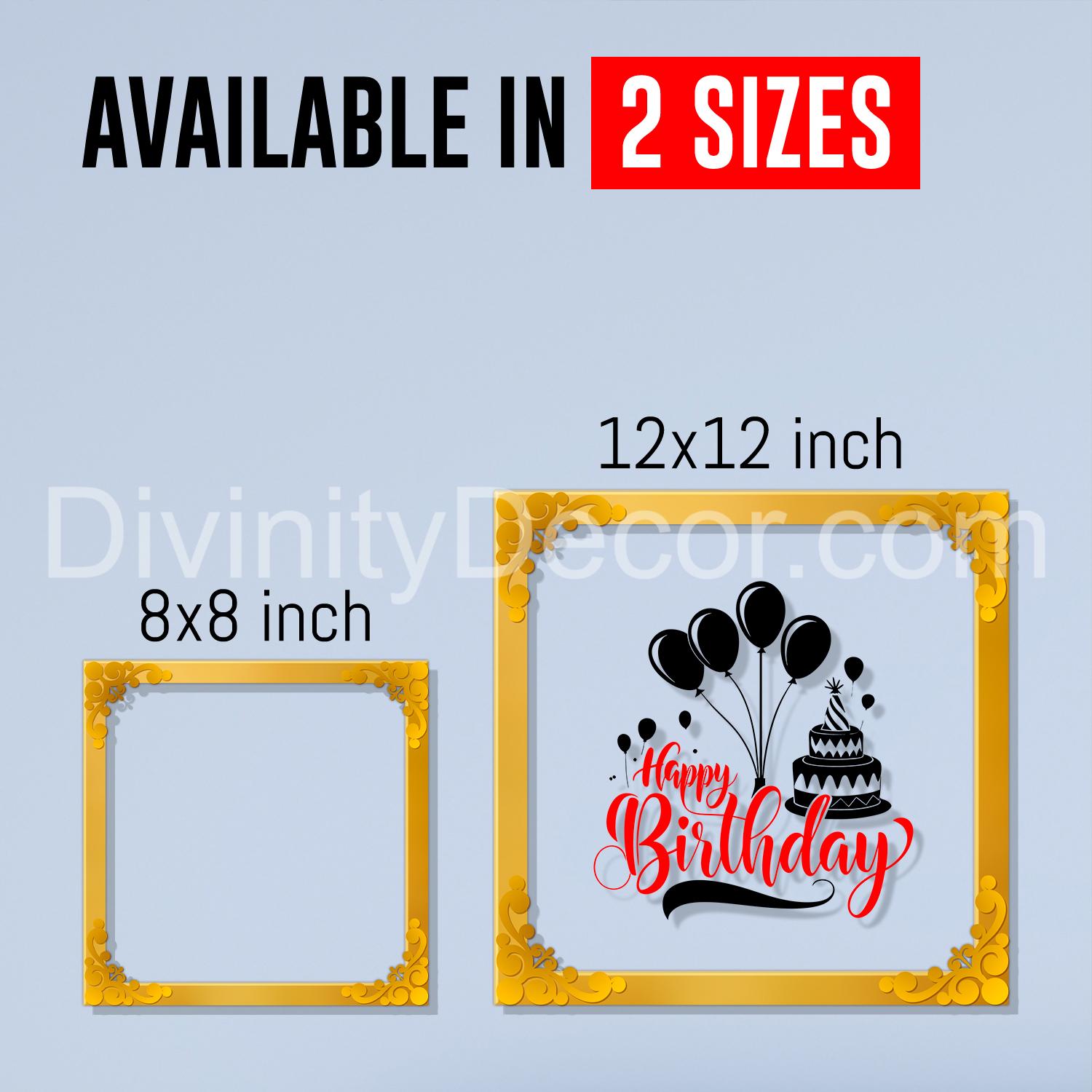 Happy birthday Golden Plaque for Gifting, Wall Décor Clear UV print with Golden Border-333