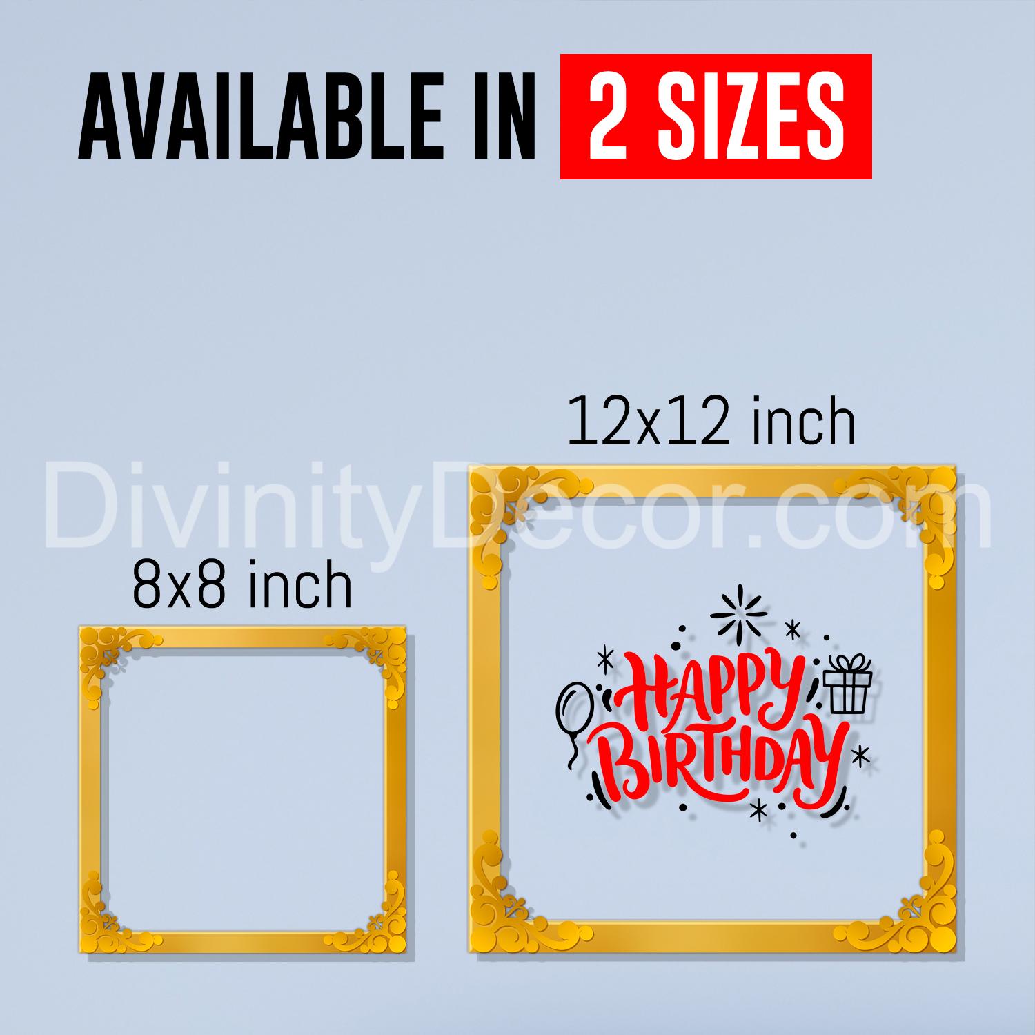 Happy birthday Golden Plaque for Gifting, Wall Décor Clear UV print with Golden Border-334