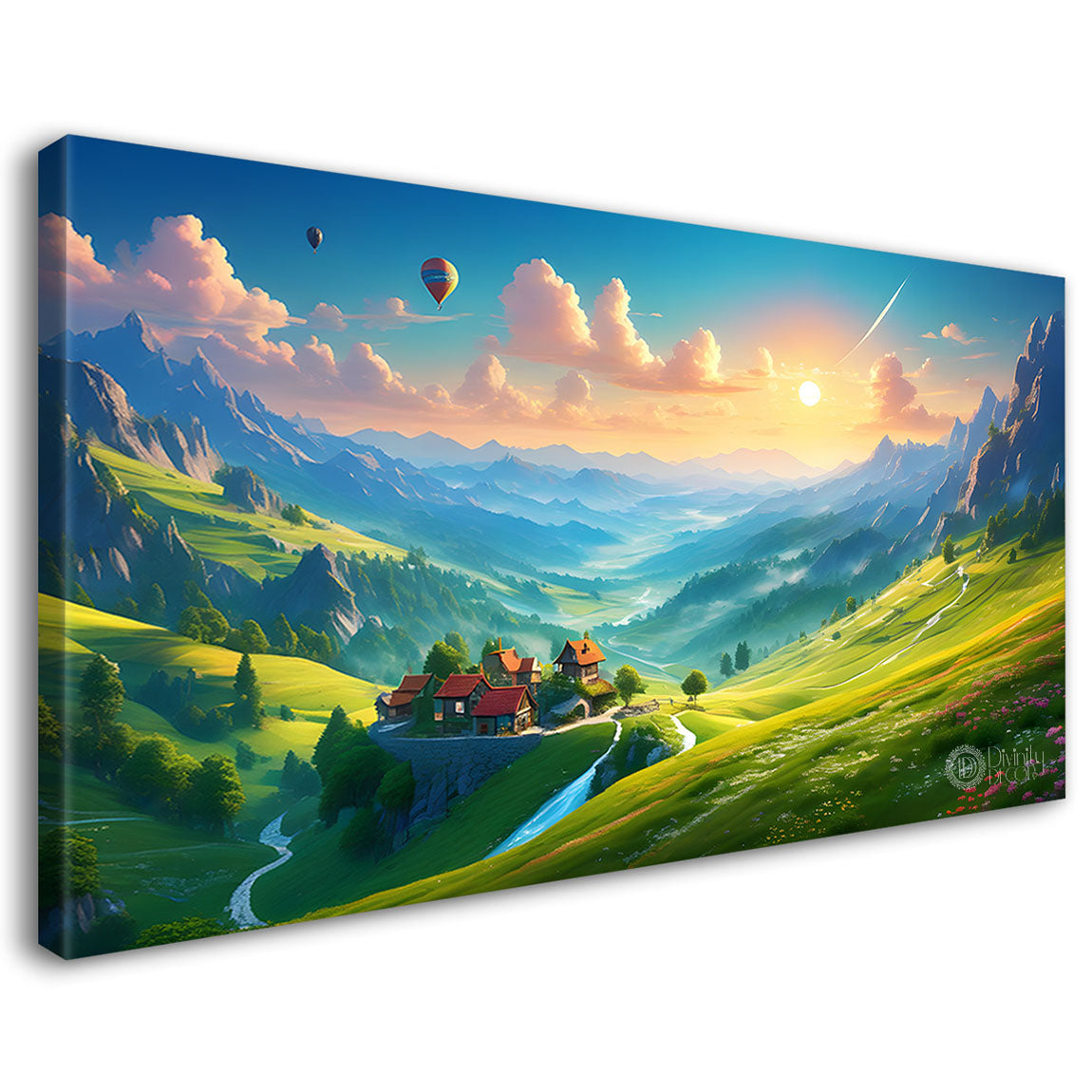 Mountains with greenery painting Canvas Painting - Nature Art -334