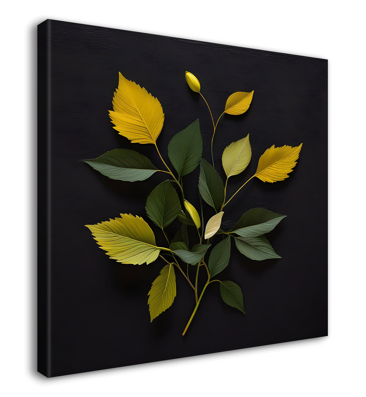 Yellow leaves in black background painting  Flower-S-335